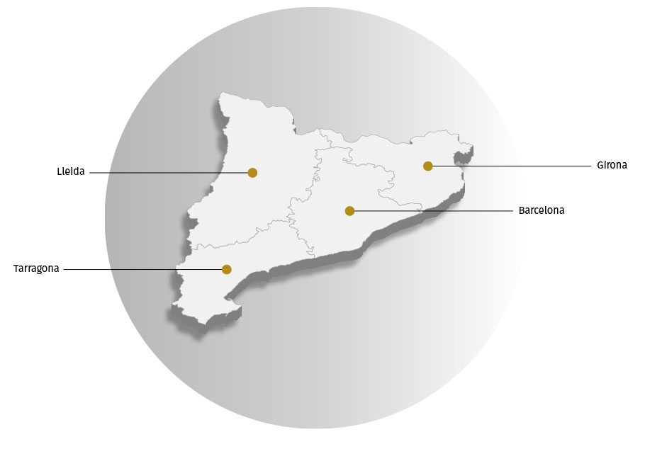 mapa de las demarcaciones judiciales de Cataluña mapa de las demarcaciones judiciales de Cataluña